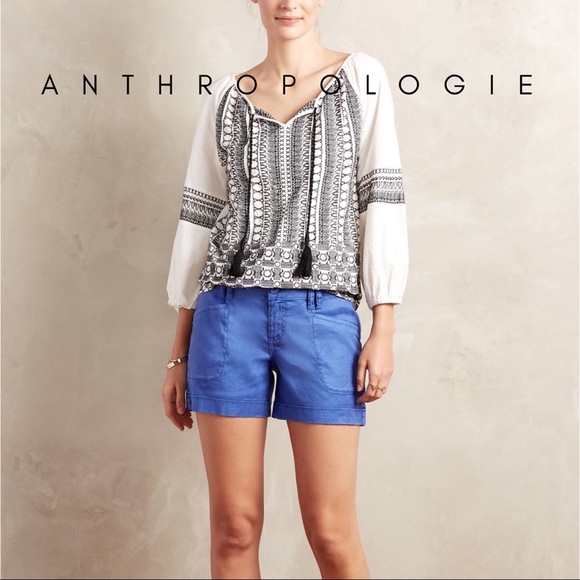 Anthropologie Pants - Anthropologie Royal Blue Linen Shorts by Level 99